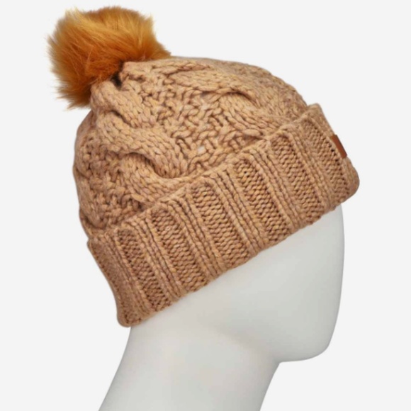 UGG KNIT CABLE FAUX FUR POM New With Tags - Picture 2 of 3